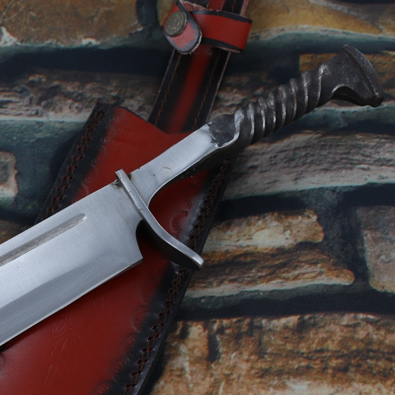 Full Tang Clip Point Hand Forged Bowie Rambo Knife Twisted Handle Hunting Fishing Camping Hiking
