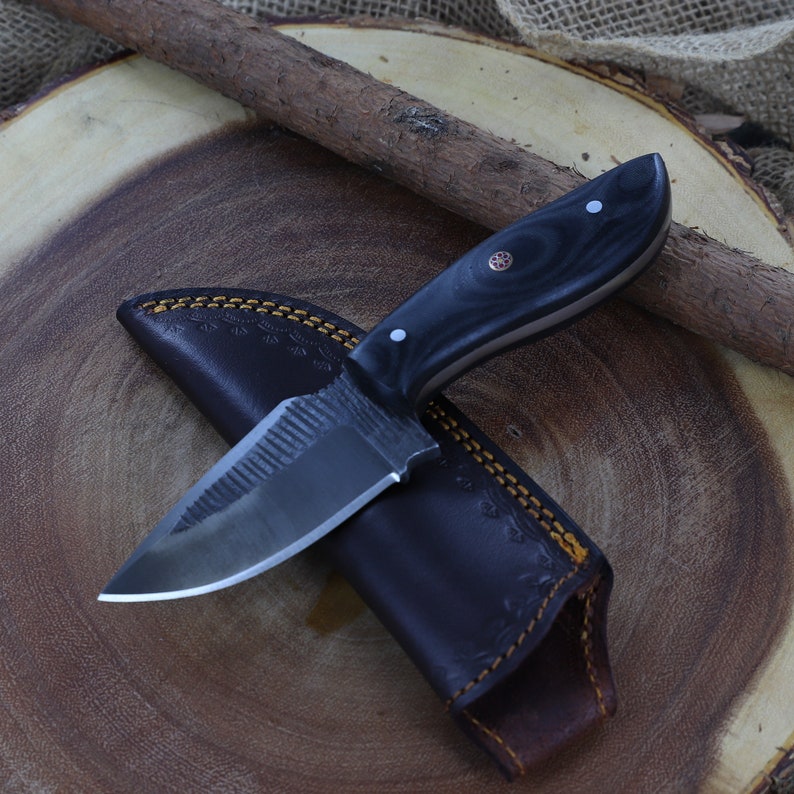 Hand Forged Hunting Knife | Outdoor Camping Hiking Fishing Bushcraft Everyday Slash Textured Full Tang Fixed Blade