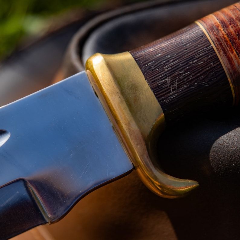 Handmade Full Tang Clip Point Medium Large Game Personalized Blade Walnut Wood & Leather Handle
