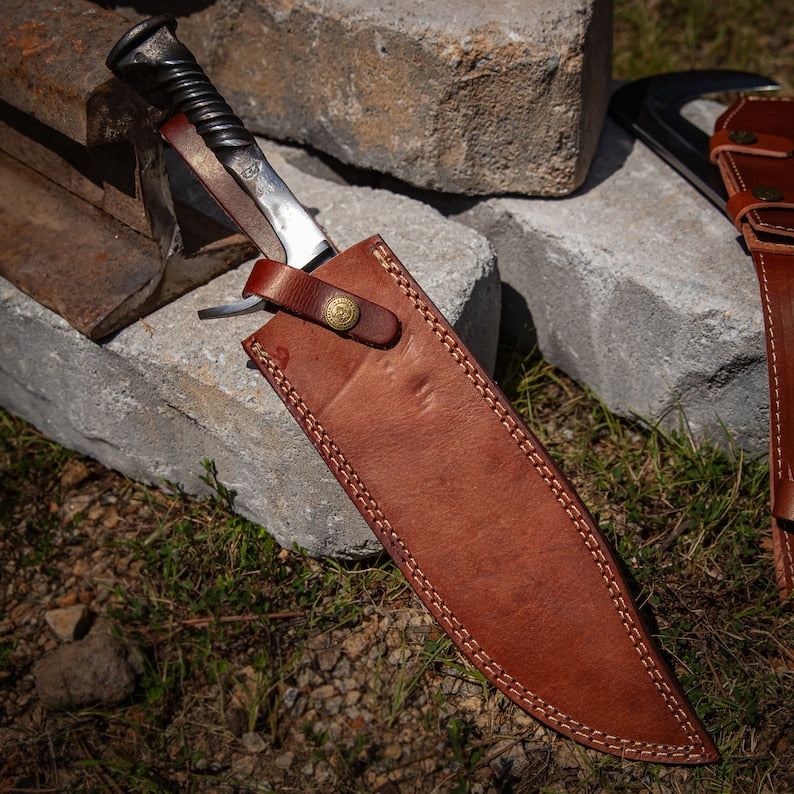 Full Tang Clip Point Hand Forged Bowie Rambo Knife Twisted Handle Hunting Fishing Camping Hiking