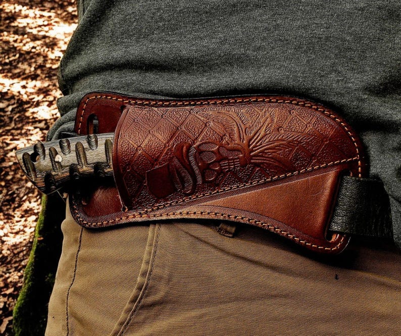 Custom Handmade Hunting Knife With Leather Sheath
