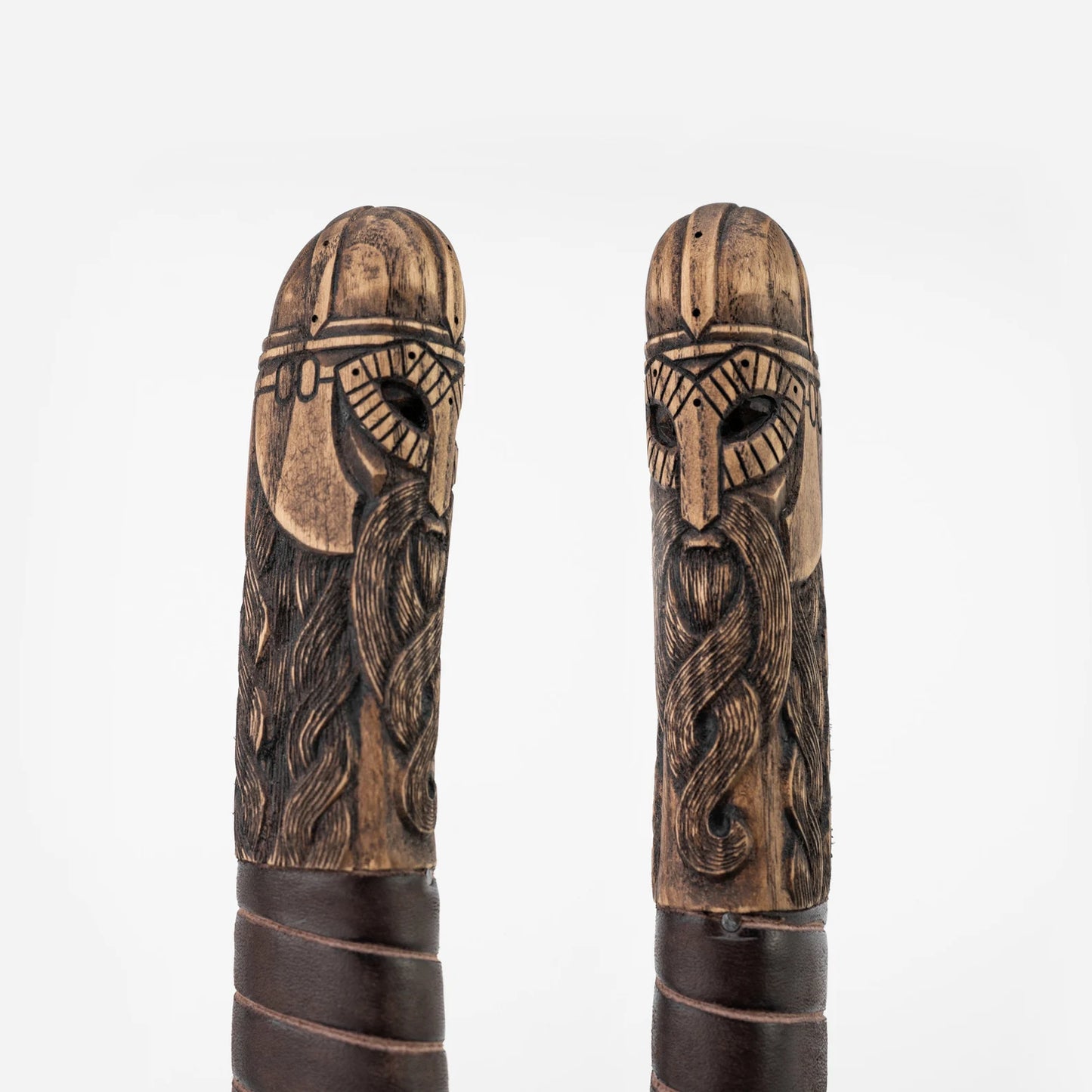 Baltoslavic Viking Axe with Hand Forged Cutting Edge, Carved Handle and Leather Wrapping