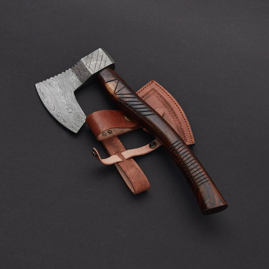Handcrafted Damascus Steel Hatchet Camping Axe - Premium Wood Splitting Hatchet