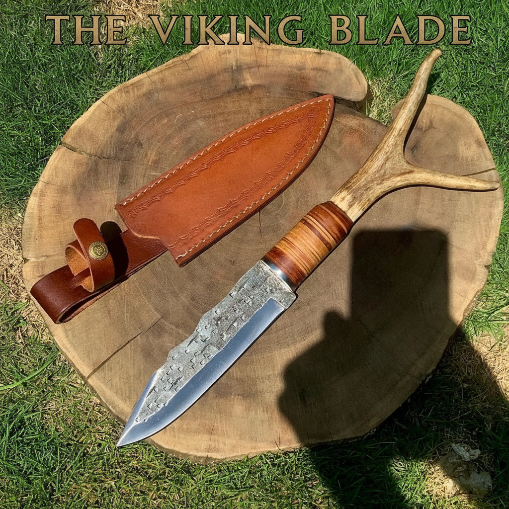 Custom Handmade Hunting Knife With Leather Sheath