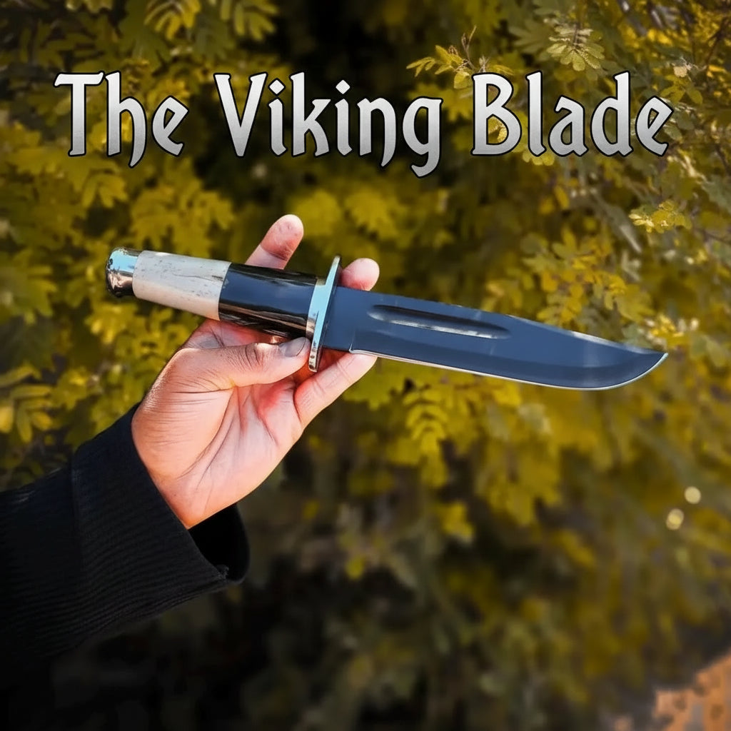Handmade Stainless Steel Fixed Blade Knife · 11" Overall · Bull Horn & Camel Bone Handle · Full Tang Design