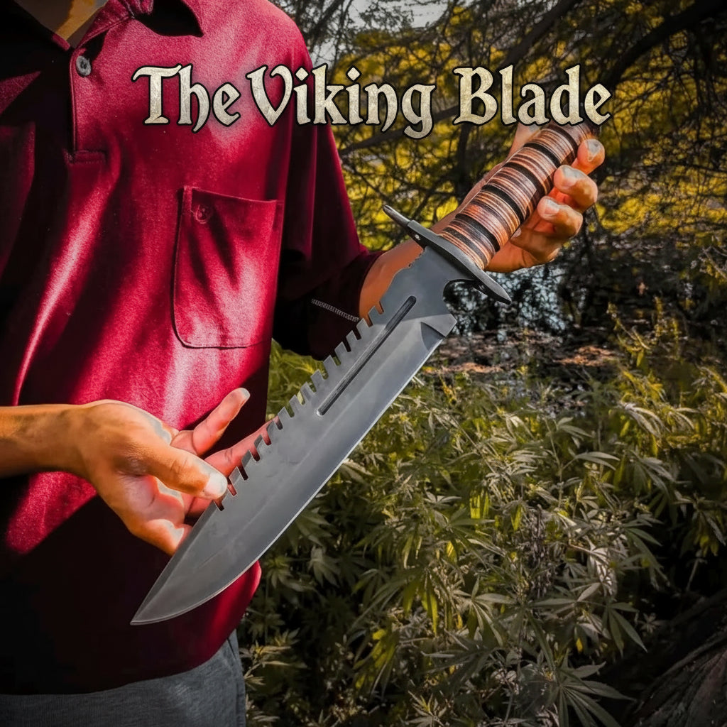 Handmade Stainless Steel Fixed Blade Knife · 18" Overall · Black Coated Blade · Leather Wrapped Handle