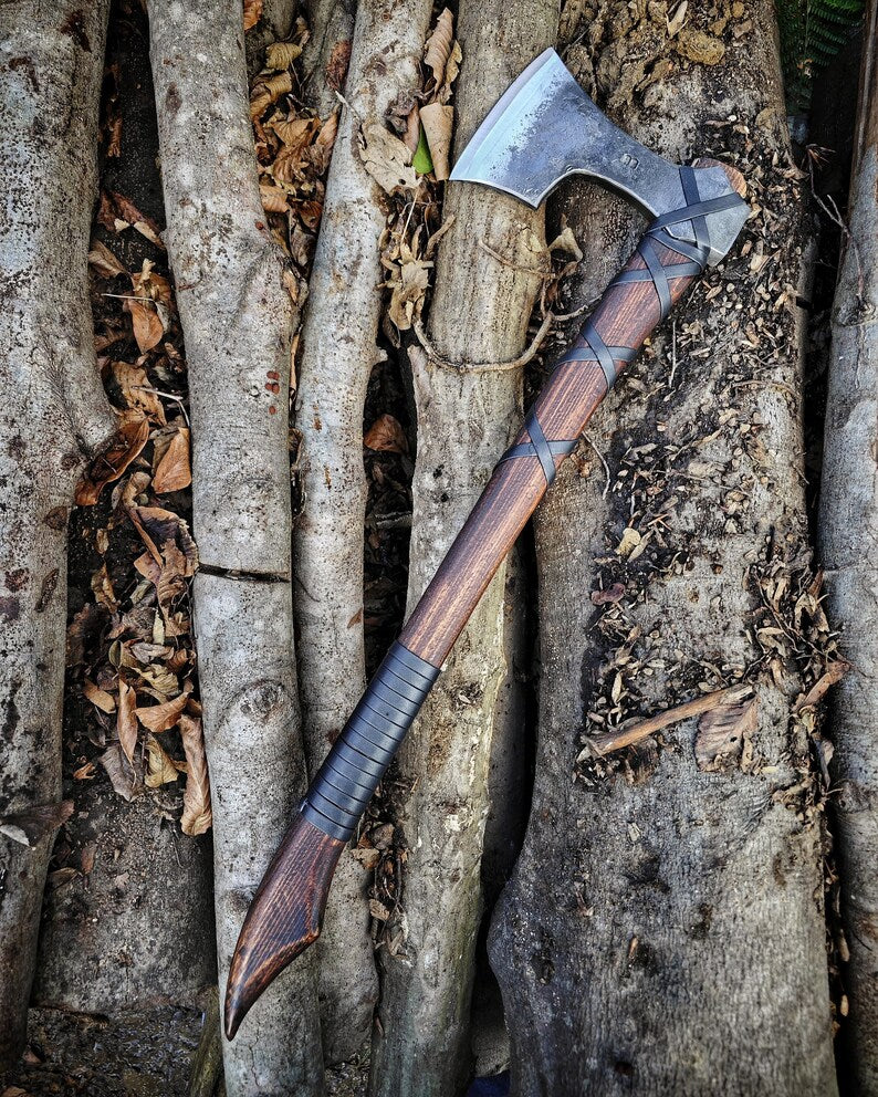 Blacksmith Viking Axe with Genuie Leather Sheath