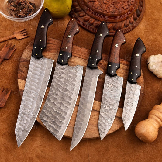 Kitchen Knives Set 5 Pcs Damascus Steel Chef Knives Set