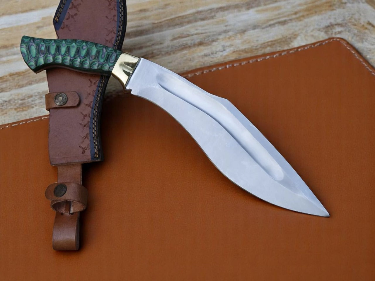 Custom Handmade Hunting Kukri Knife With Leather Sheath