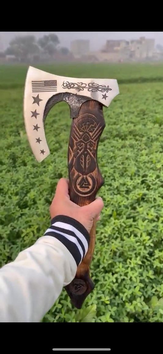Functional Hand Forged Viking axe made with Carbon Steel
