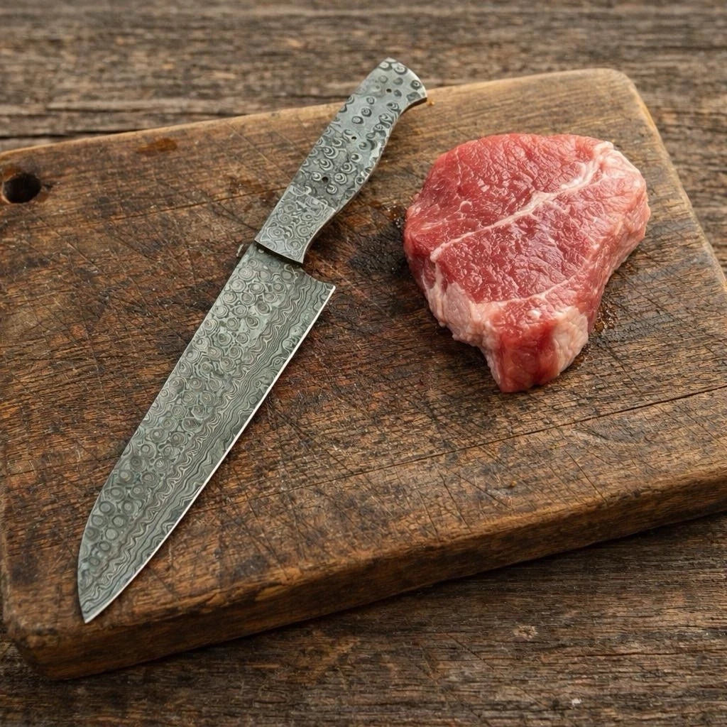 Handmade Damascus steel Fix Blade Chef Kitchen knife Blank Blade Meat Vegetables