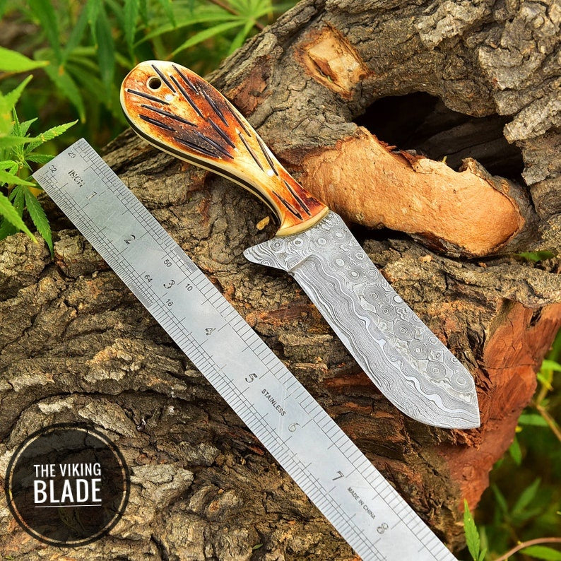 Handmade Damascus Steel hunting fixed blade survival bull Cutter knife Survival Comes With Genuine Leather Sheath