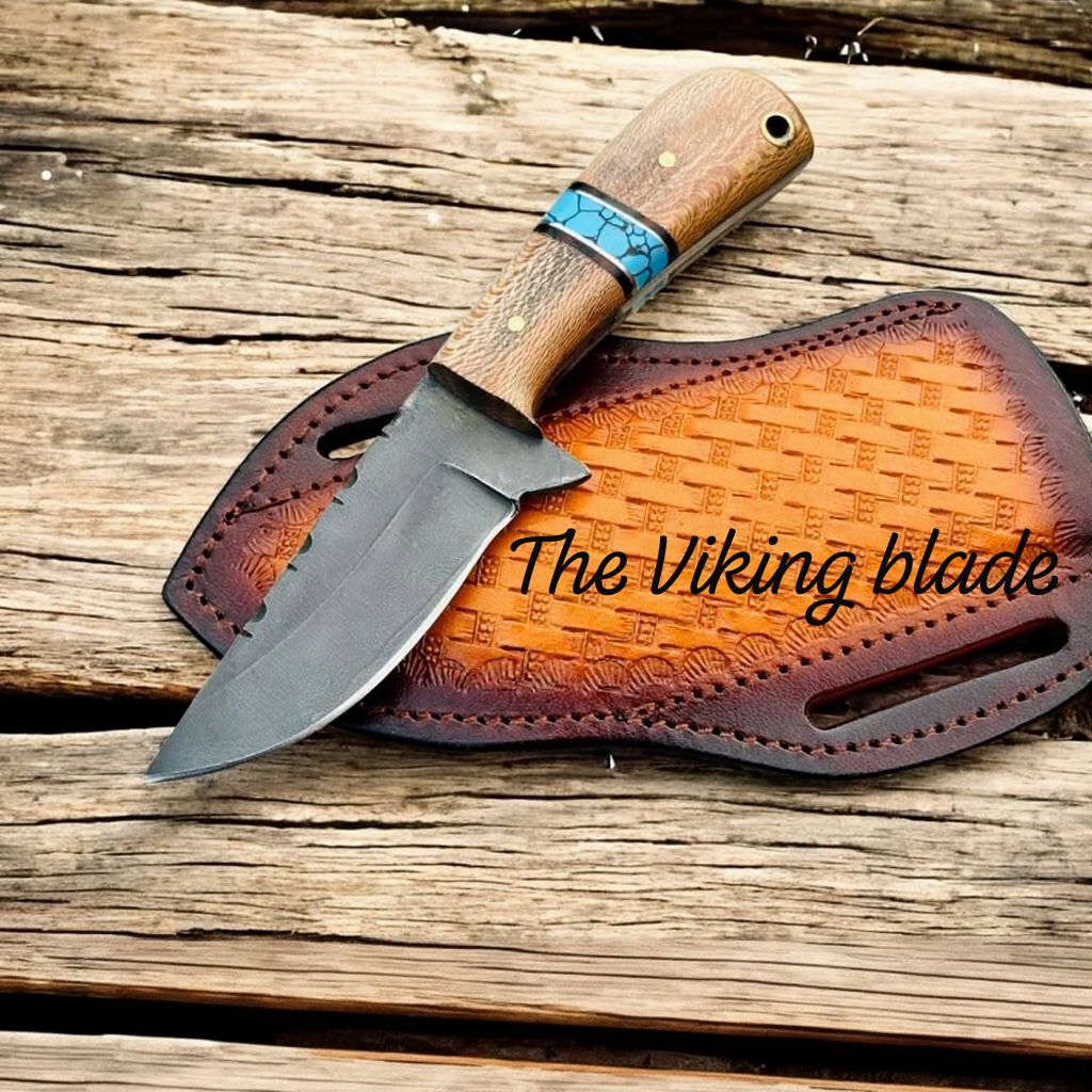 Custom Handmade Old Western Knife – 3.5" D2 Steel Blade with Lacewood & Turquoise Handle