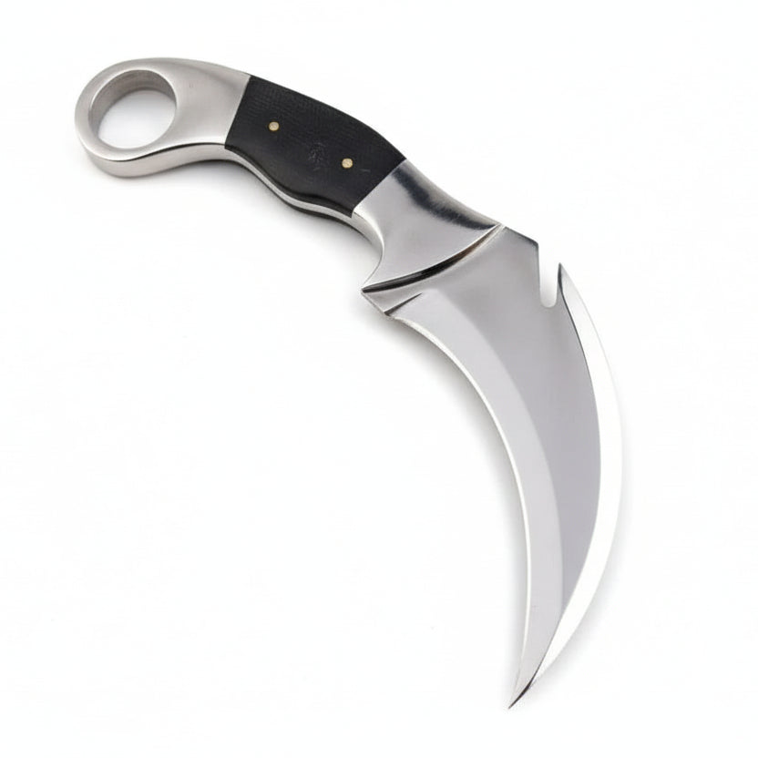 Handmade Fixed Blade Tactical Knife Full Tang Curved Tactical Blade Ring Handle