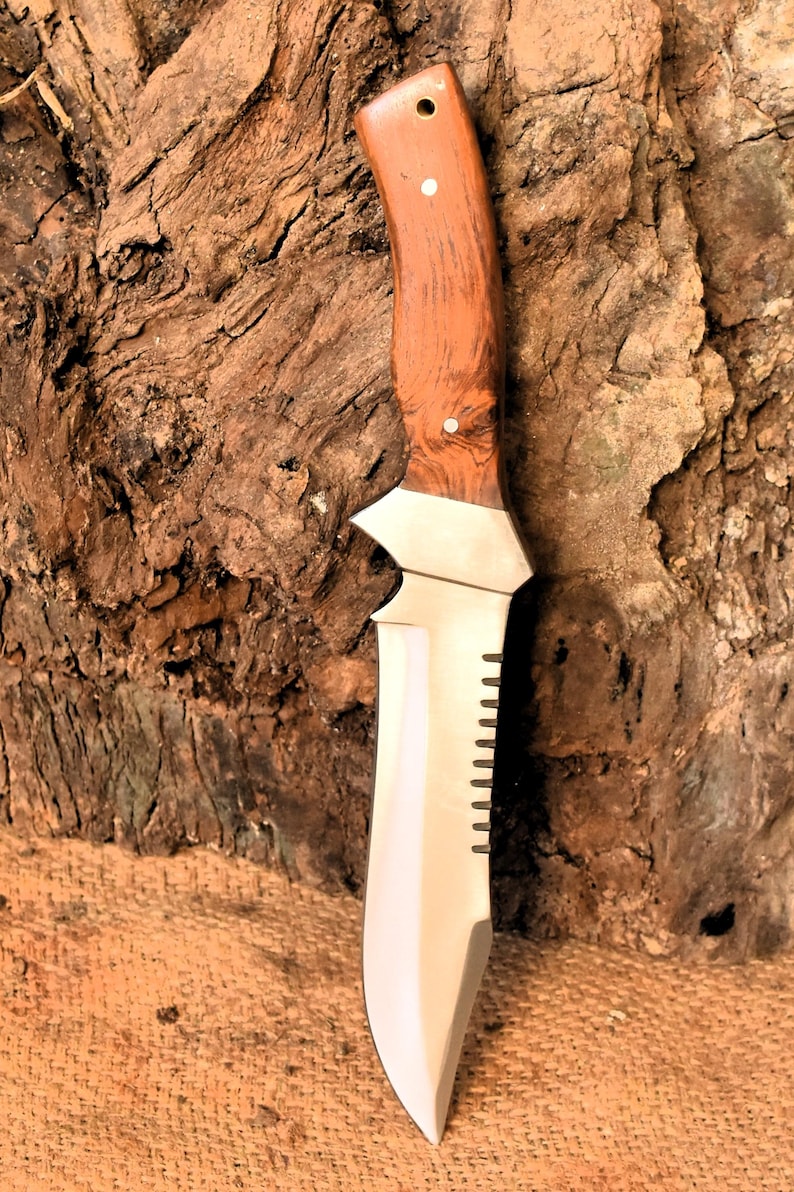 Handmade Carbon Steel Hunting Knife With Wood Handle Bowie Knife Gift For Him Anniversary Gift Camping Knife Gift For Father Outdoor Gift