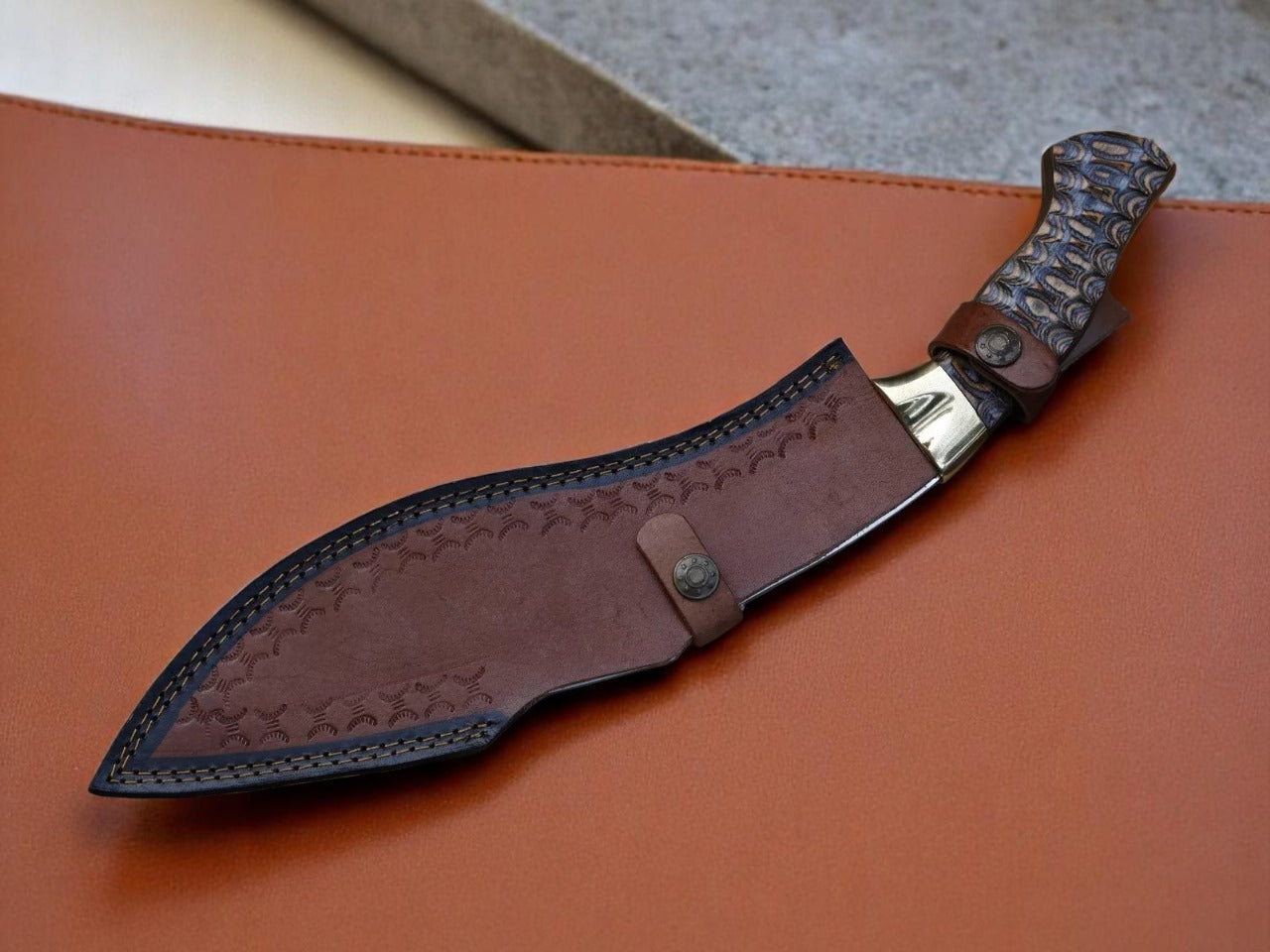 Custom Handmade Hunting Kukri Knife With Leather Sheath