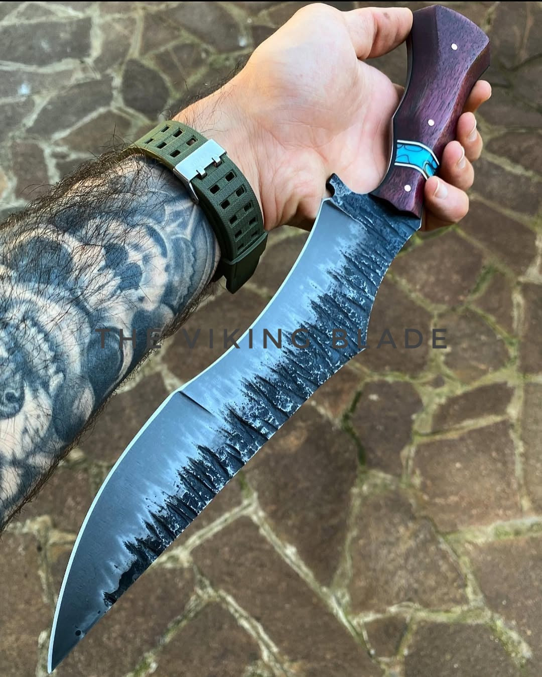 Custom Hand Forge Hunting Bowie Knife With Leather Sheath