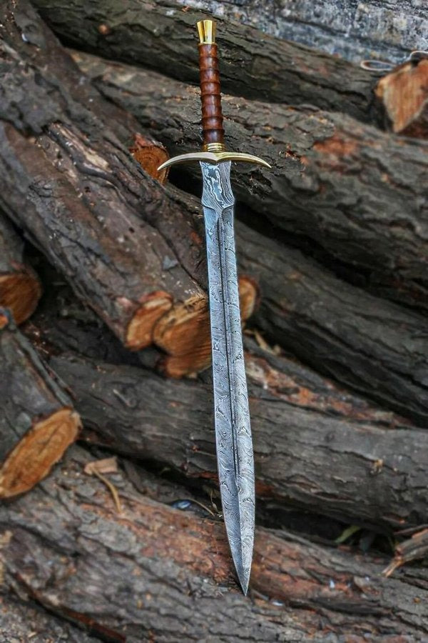 Fully Hand Forged Damascus Steel With Leather Sheath