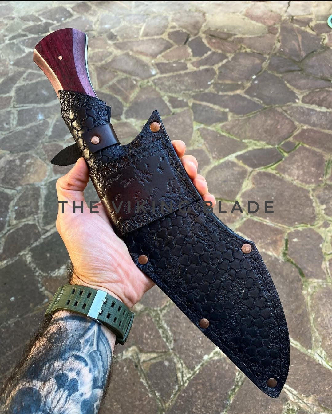 Custom Hand Forge Hunting Bowie Knife With Leather Sheath