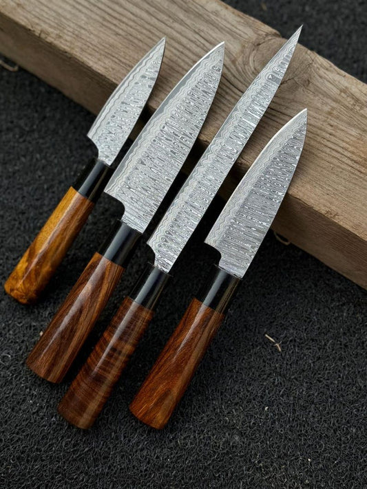 Damascus Chef Knife, Hand Forged Damascus Chef Set, Damascus Steel Chef Set, Kitchen Knife, Handmade Damascus Steel BBQ Knife, Set Gift MEN