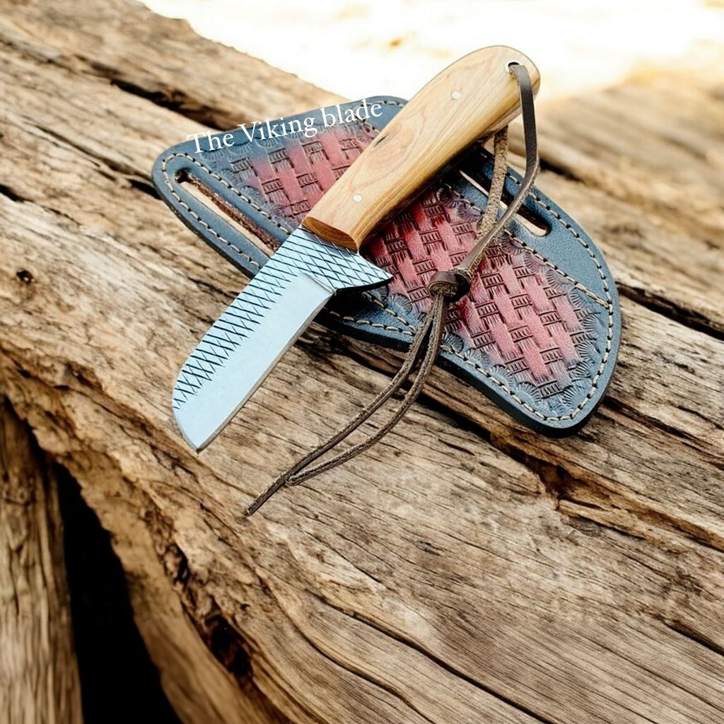 Custom Handmade Castrator Knife with 3.25" Rasp Steel Blade and Olivewood Handle