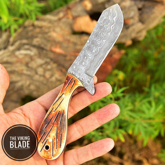 Handmade Damascus Steel hunting fixed blade survival bull Cutter knife Survival Comes With Genuine Leather Sheath
