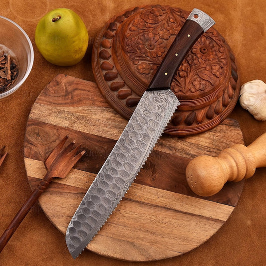 Bread Knife Bread Slicer Sourdough Bread Knife Natural Wood Handle Serrated Edge Knife