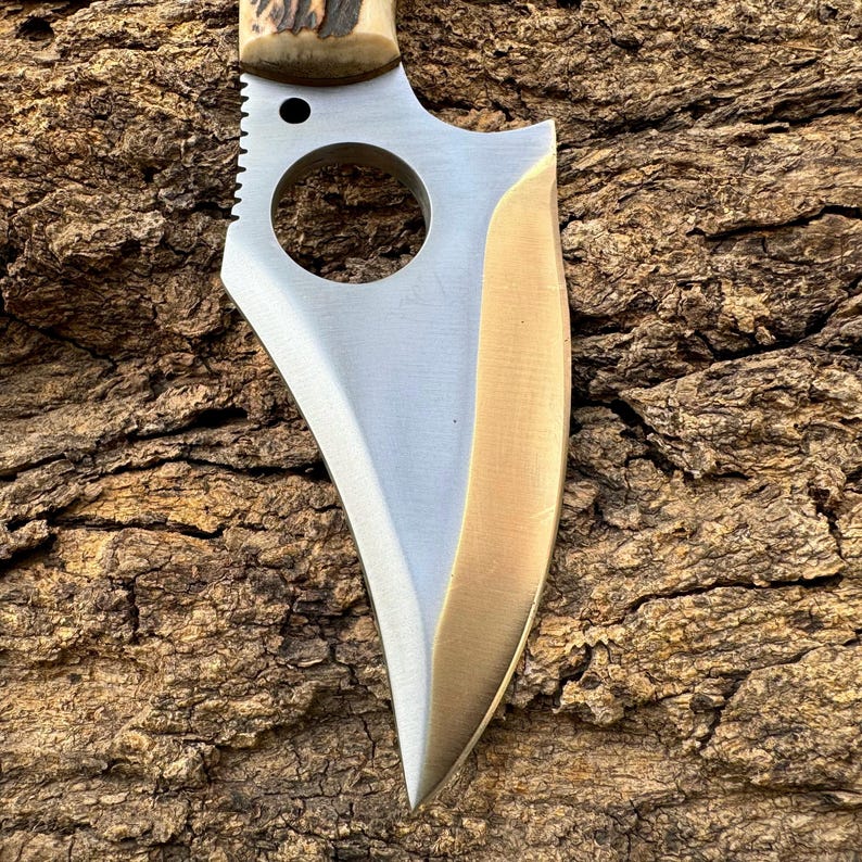 Custom Handmade Skinner Hunting Knife With Leather Sheath