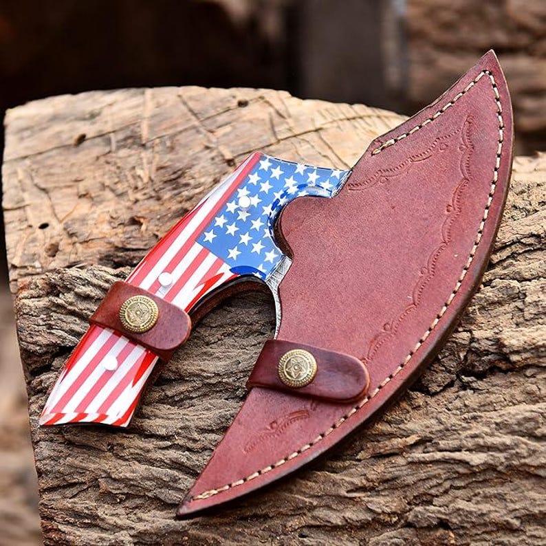 Custom Handmade Damascus Steel Ullu Knife With Leather Sheath