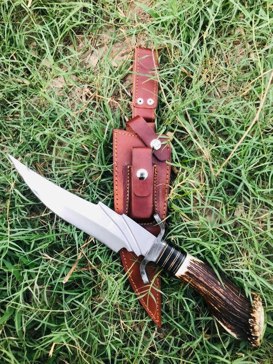 Custom Handmade D2 Steel Hunter Bowie Outdoor Camping Knife With Sheath