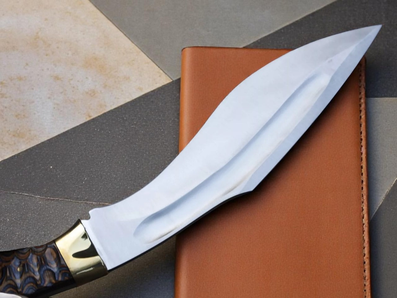 Custom Handmade Hunting Kukri Knife With Leather Sheath