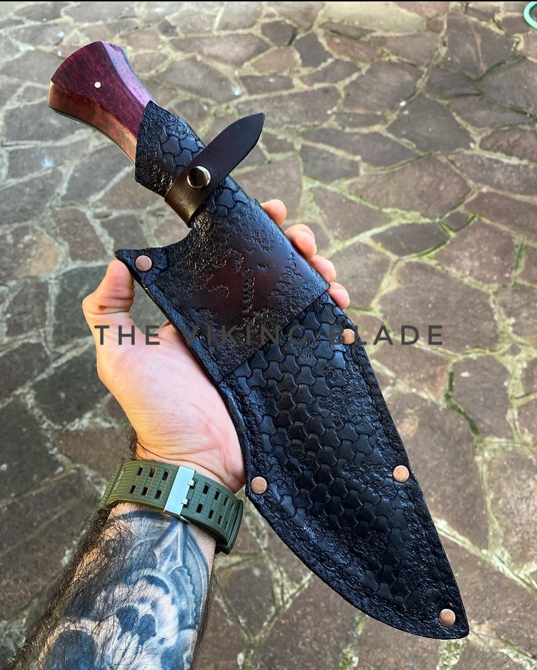 Custom Hand Forge Hunting Bowie Knife With Leather Sheath