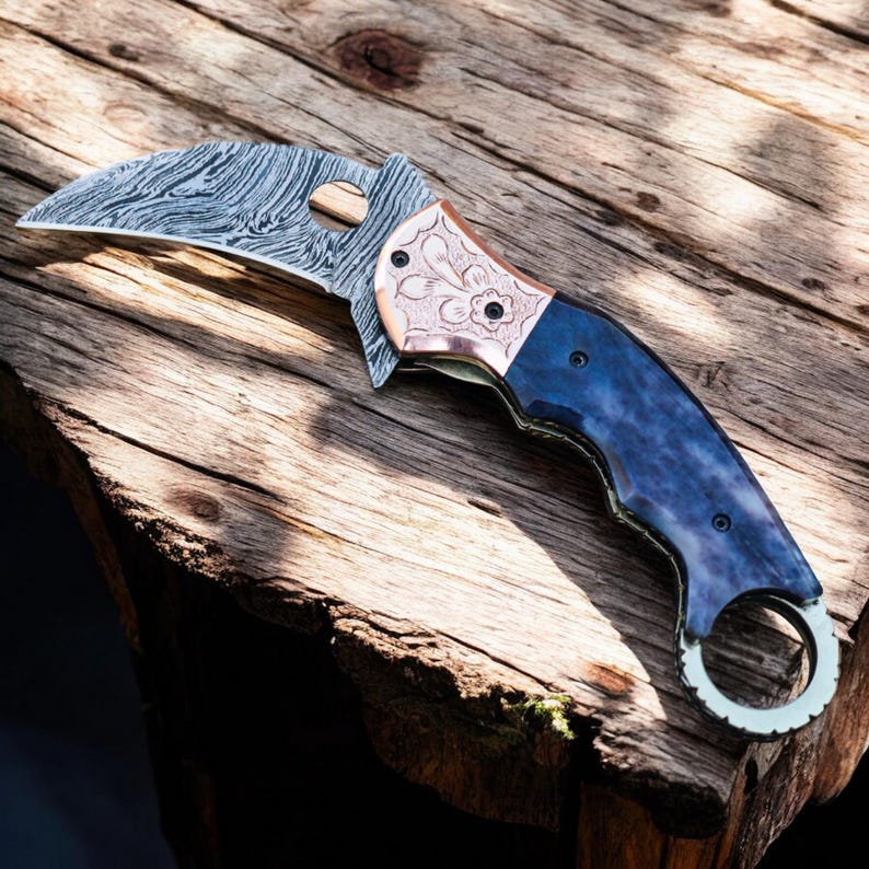 Custom Handmade Damascus Steel Folding Pocket Knife With Leather Sheath