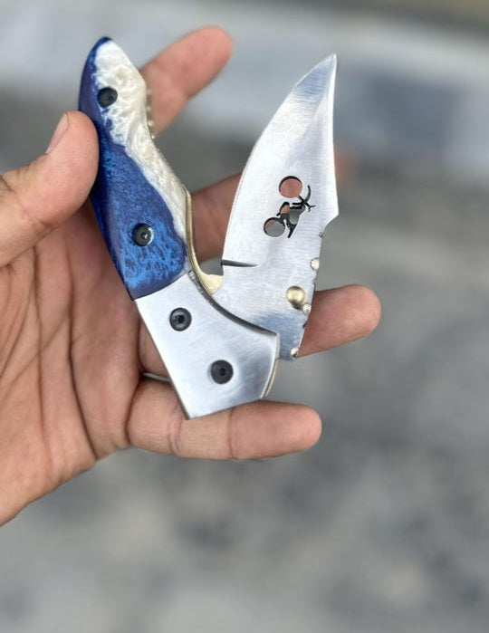 Custom Handcrafted Resin Handle Folding Pocket Knife