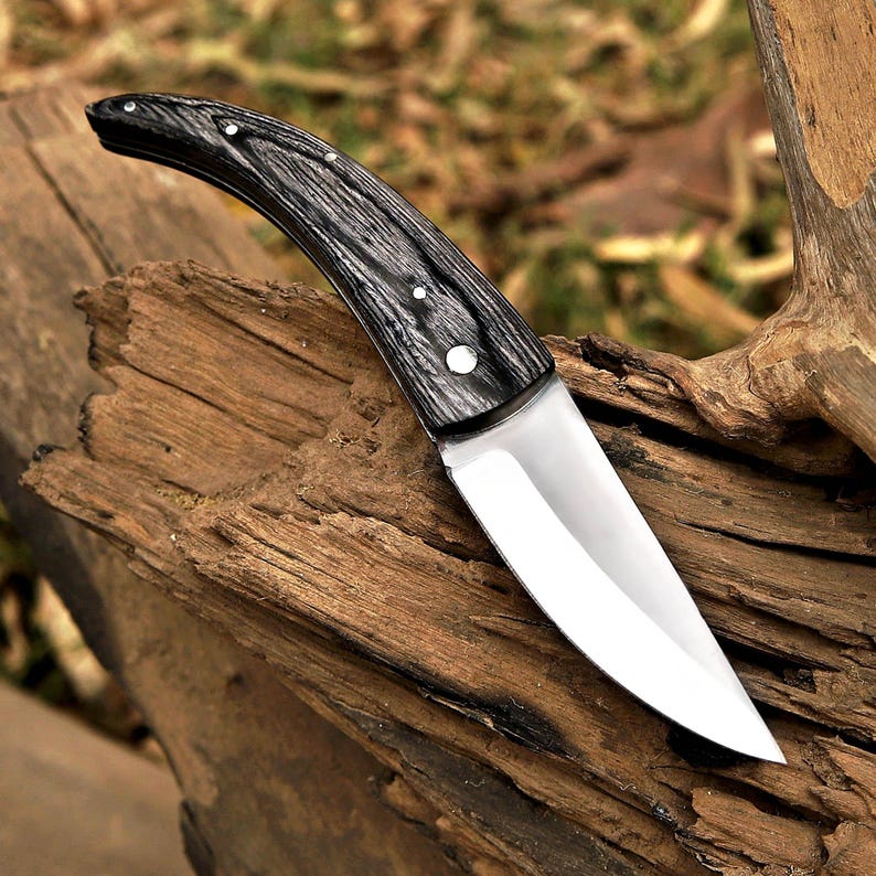 Handmade J2 Steel Folding Knife With Beautiful Leather Sheath