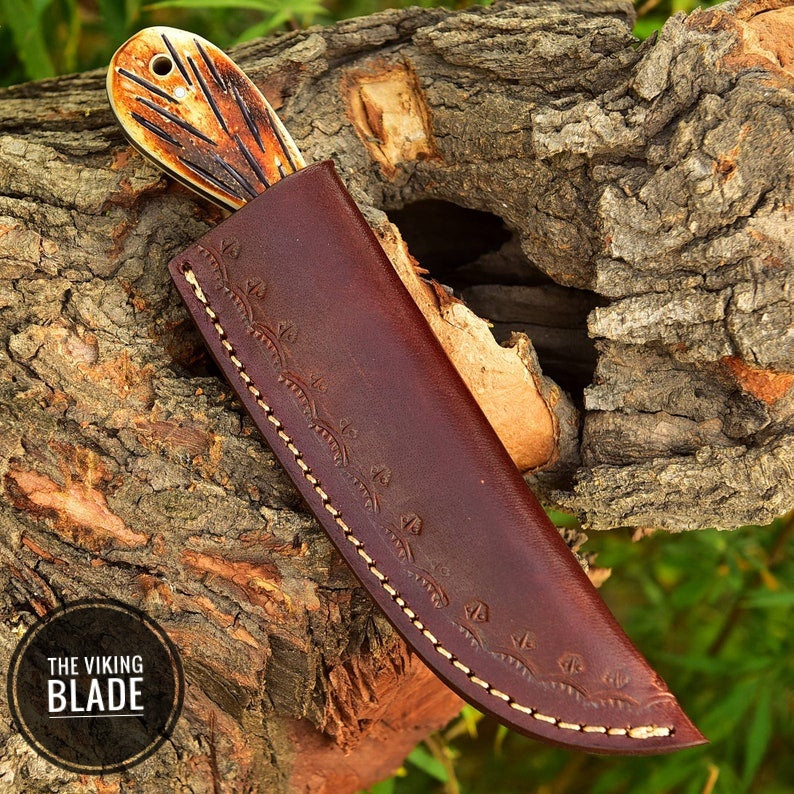 Handmade Damascus Steel hunting fixed blade survival bull Cutter knife Survival Comes With Genuine Leather Sheath