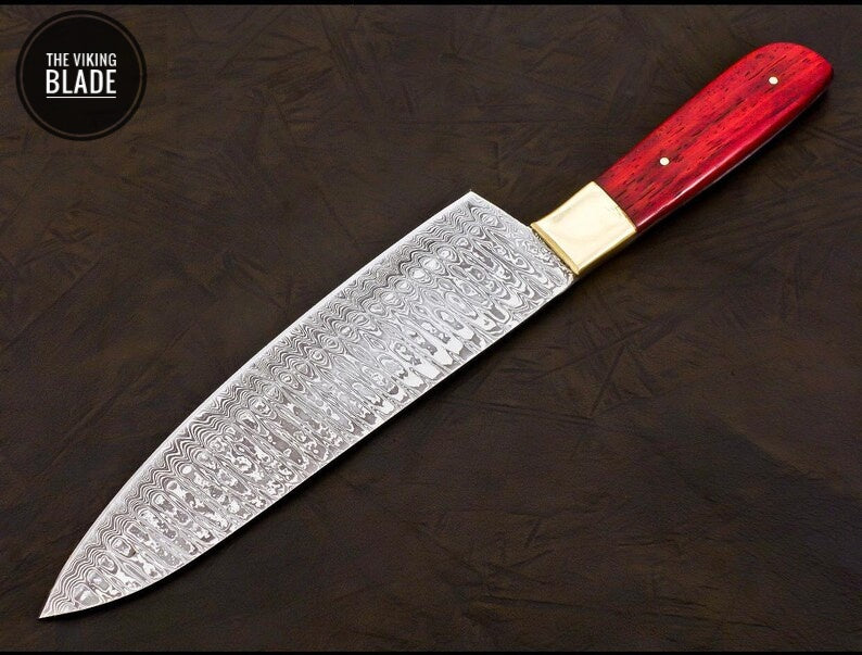 Handmade Damascus Chef Knife Hand Forged Japanese Gyuto Kitchen Knife With Leather Roll Kit