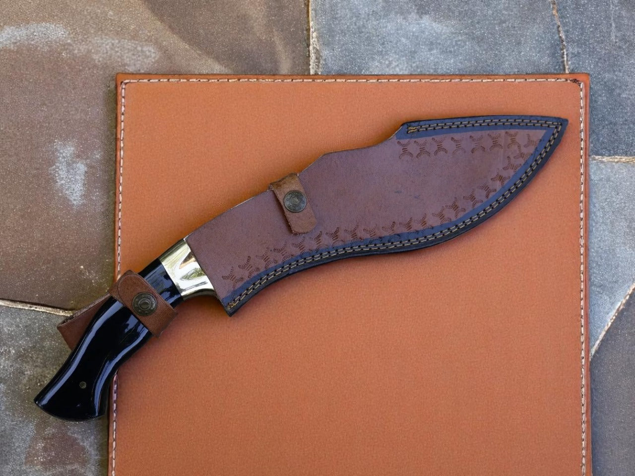Custom Handmade Hunting Kukri Knife With Leather Sheath