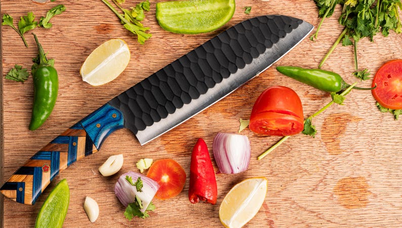 Custom Handmade Kitchen Knives Chef Set With Leather Roll Kit