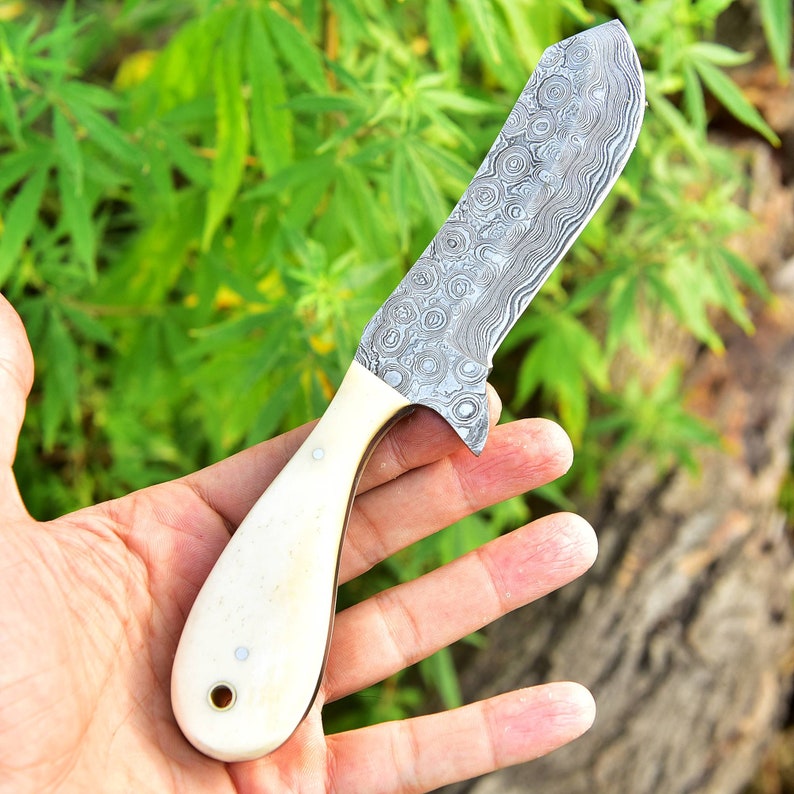 Handmade Damascus Steel hunting fixed blade survival bull Cutter knife Survival Comes With Genuine Leather Sheath