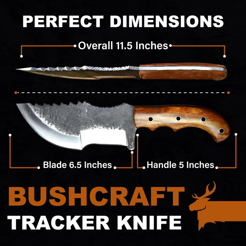 Hand Forged Hunting Tracker Knife Thick Spine - Ultimate Camping Companion