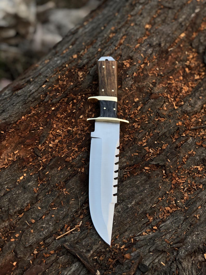 handmade stainless steel bowie knife with leather sheath