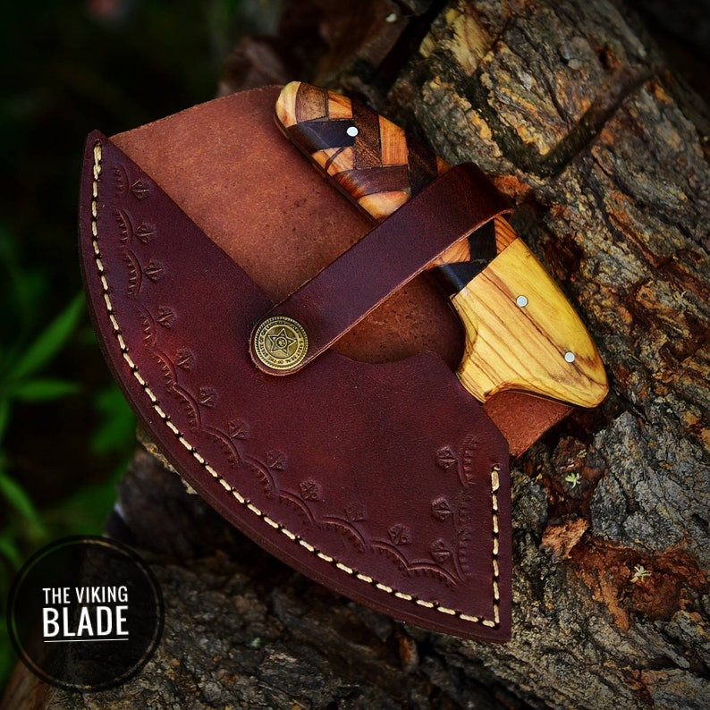 Custom Handmade Forged Damascus Steel ULU Knife Chef Knife Kitchen Knife Comes With Genuine Leather Sheath