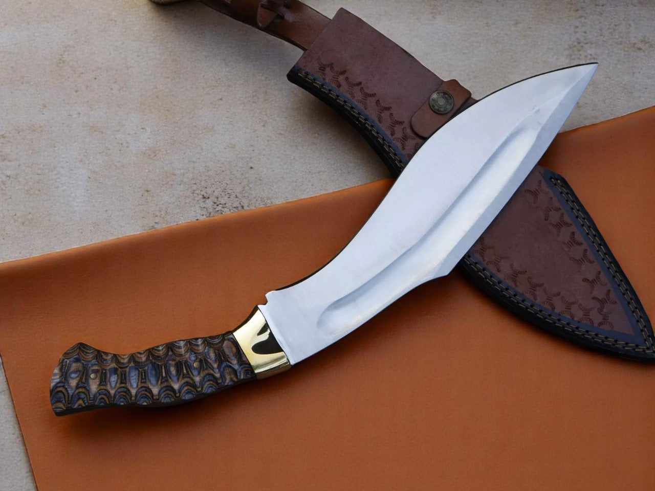 Custom Handmade Hunting Kukri Knife With Leather Sheath