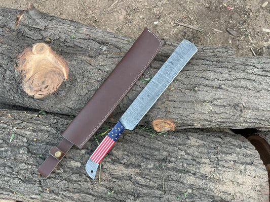 Custom Handmade Damascus Steel Chef Bread Knife With Sheath