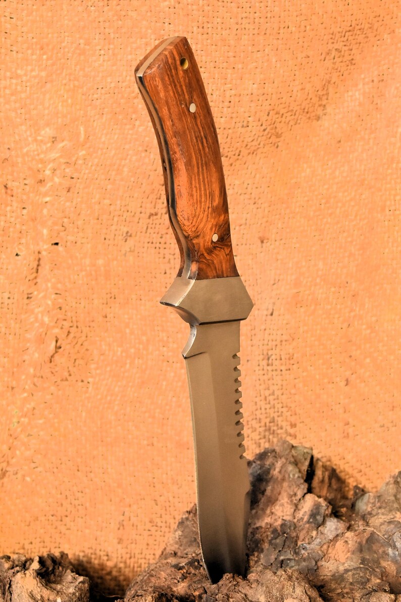 Handmade Carbon Steel Hunting Knife With Wood Handle Bowie Knife Gift For Him Anniversary Gift Camping Knife Gift For Father Outdoor Gift