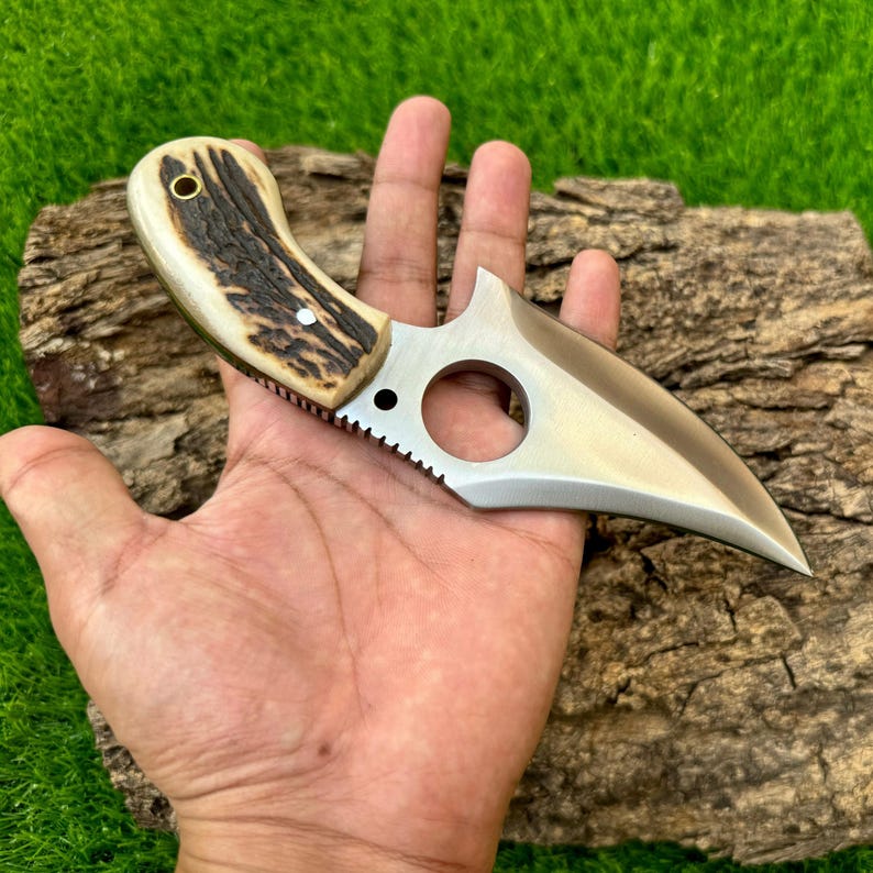 Custom Handmade Skinner Hunting Knife With Leather Sheath