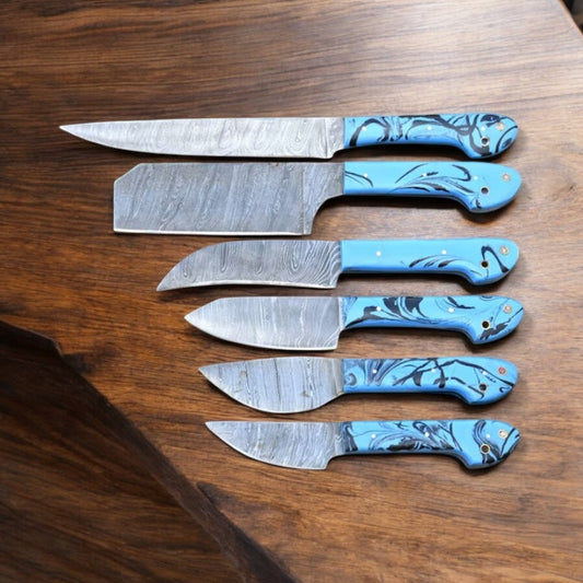 Premium Custom Kitchen Knives Set – Handcrafted Damascus Steel Blades