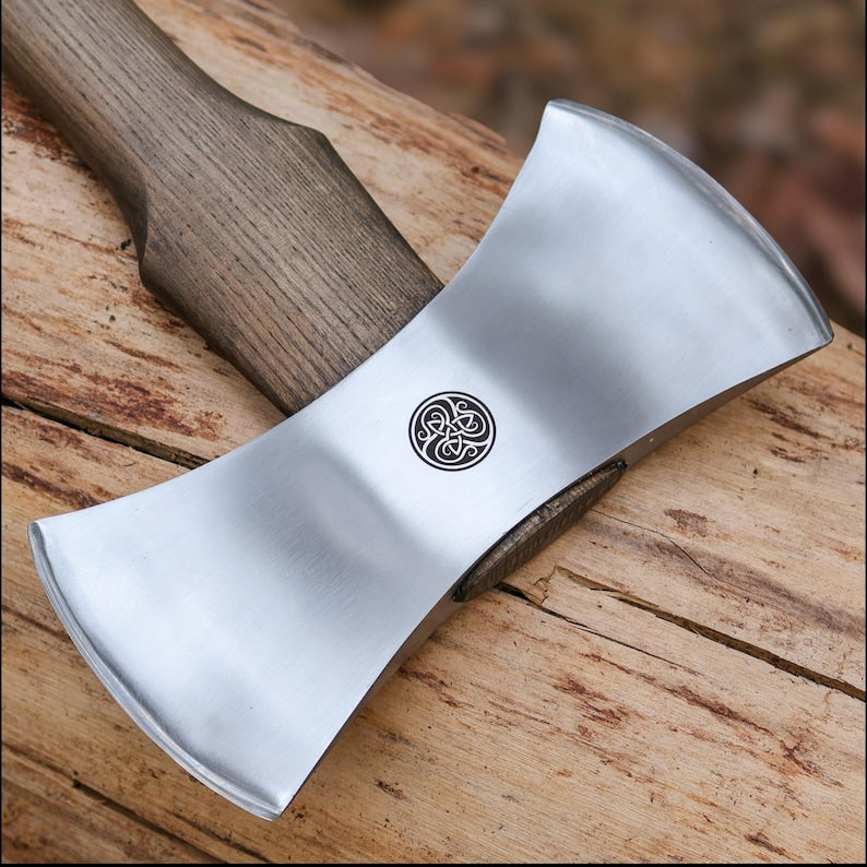 Hand Forged Double Bit Viking Axe: Functional Double Blade Hatchet