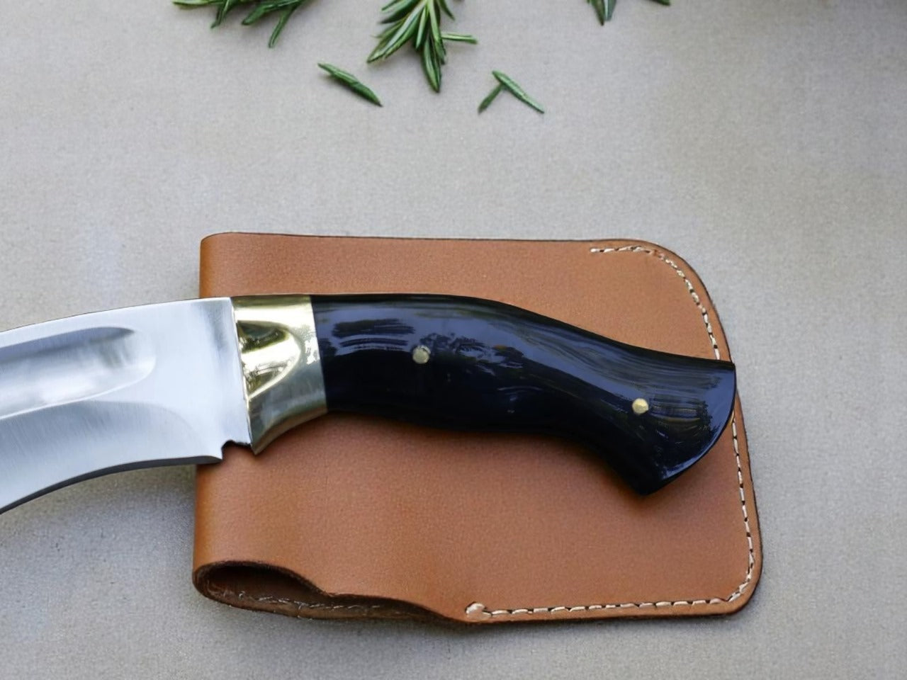 Custom Handmade Hunting Kukri Knife With Leather Sheath